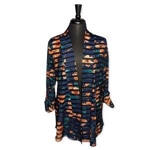 Floral Lightweight Duster with Ruched Sleeves Size Large